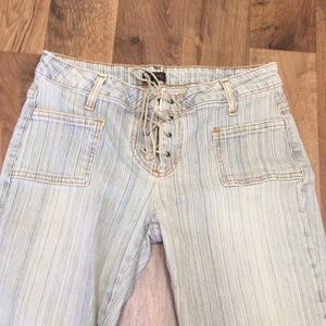 Lace up front flare leg jeans circa 2002 size 6
